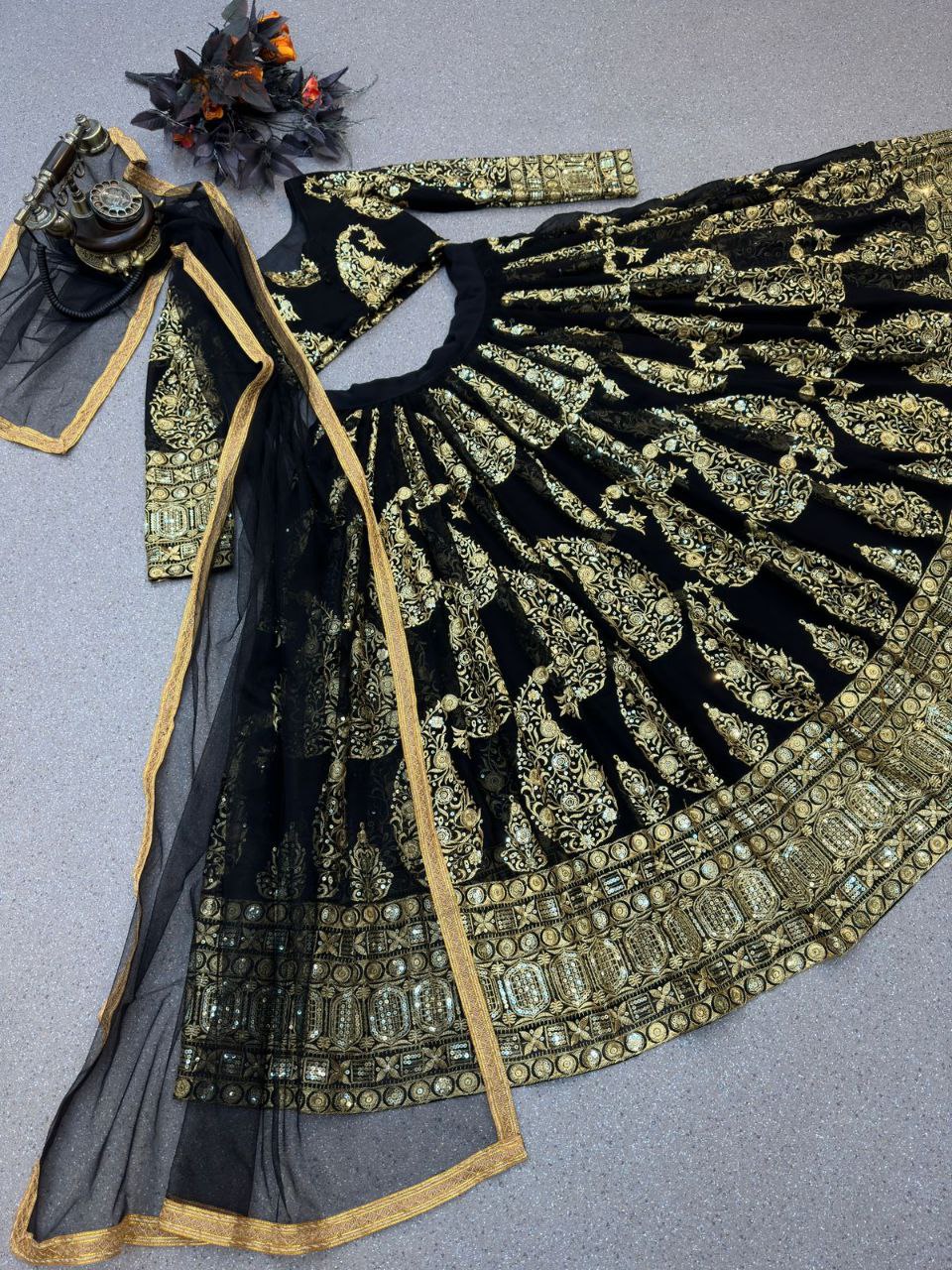 Glamourous Black Color Sequence Work Lehenga Choli Clothsvilla