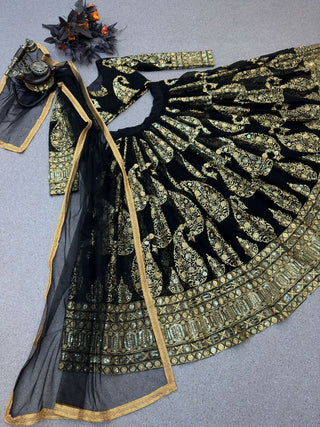 Glamourous Black Color Sequence Work Lehenga Choli Clothsvilla