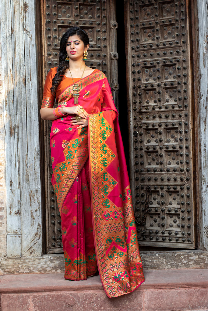 Rani Pink Color Silk Fancy Weaving Saree 