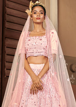 Load image into Gallery viewer, Glamourous Pink Sequins Embroidered Georgette Party Wear Lehenga ClothsVilla
