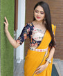 Load image into Gallery viewer, Glamourous Yellow Color Saree With Stitched Blouse Clothsvilla