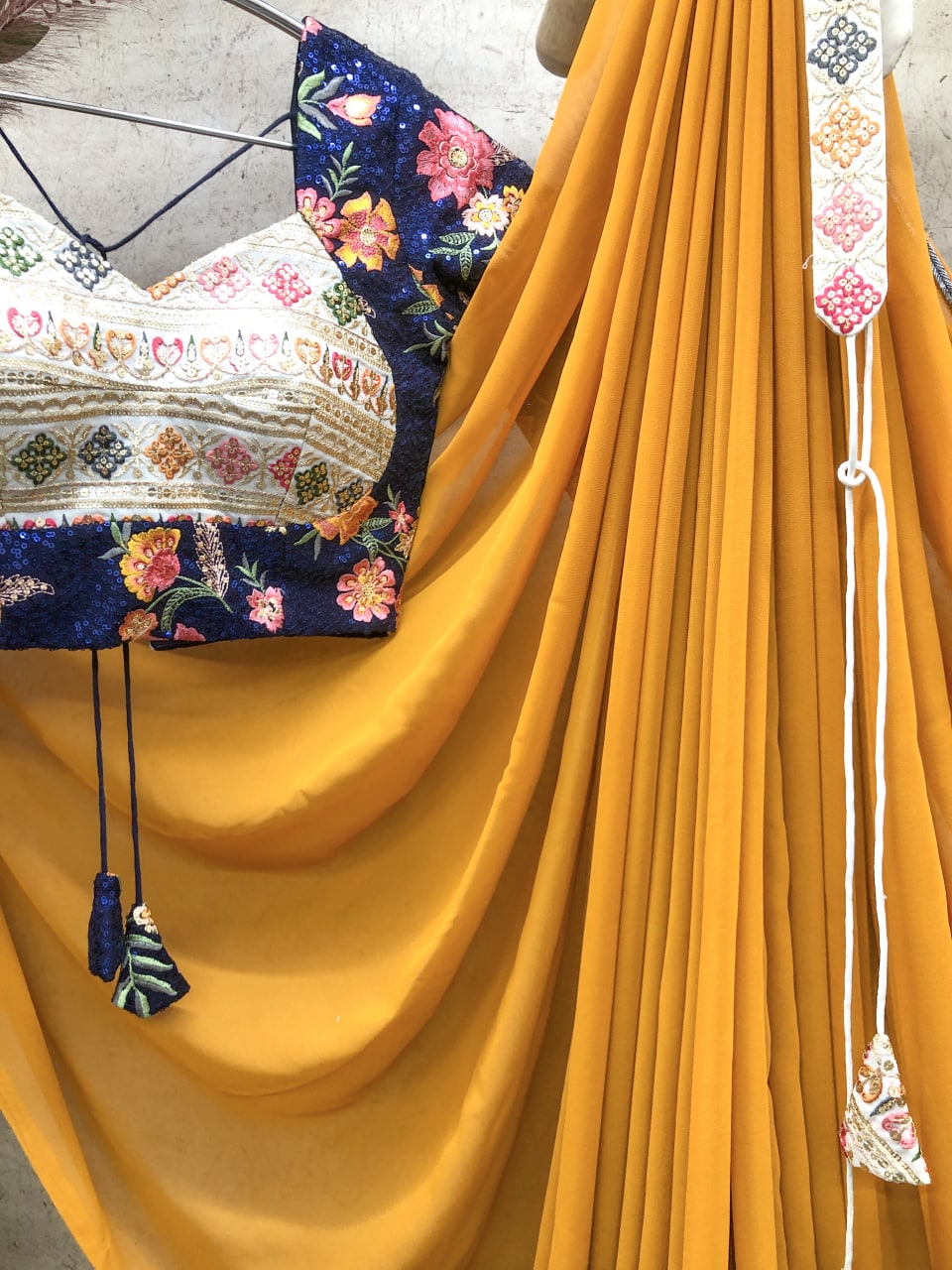 Glamourous Yellow Color Saree With Stitched Blouse Clothsvilla