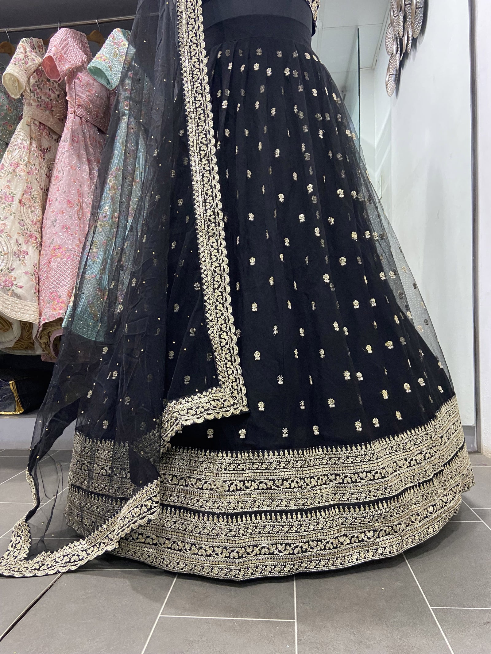 Glorious Black Sequins Embroidered Net Party Wear Lehenga Choli Clothsvilla