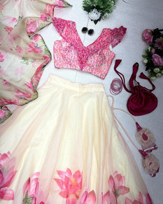 Glorious Off White Color Digital Printed Lehenga Choli Clothsvilla