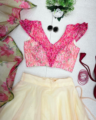Glorious Off White Color Digital Printed Lehenga Choli Clothsvilla
