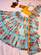 Load image into Gallery viewer, Glossy Floral Printed Sky Blue With Yellow Color Lehenga Choli Clothsvilla