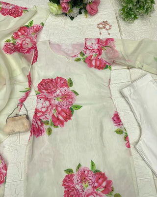 Gorgeous Digital Print White Color Salwar Suit Clothsvilla