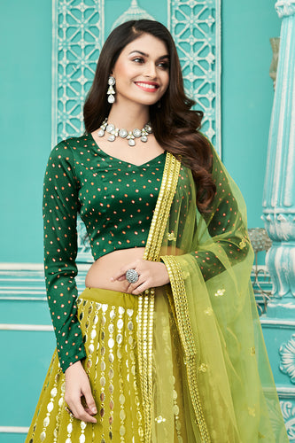 Graceful Floracance Green Gota Patti Embroidered Georgette Semi Stitched Lehenga Choli ClothsVilla