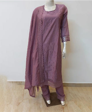 Grape Purple Pure Maska Cotton Silk Thread Embroidery Work Salwar Suit ClothsVilla