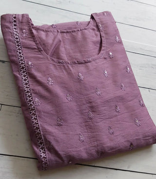 Grape Purple Pure Maska Cotton Silk Thread Embroidery Work Salwar Suit ClothsVilla