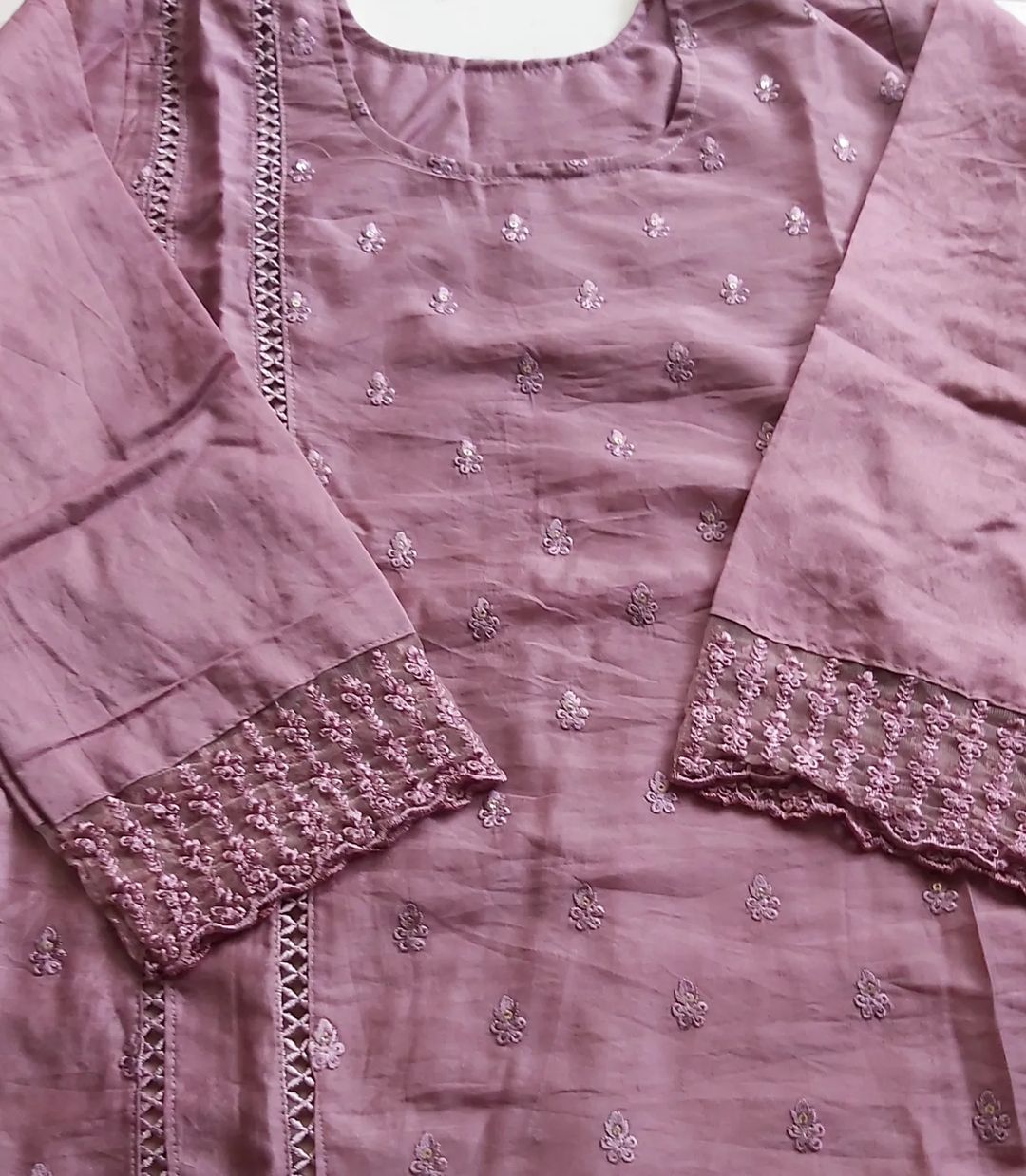 Grape Purple Pure Maska Cotton Silk Thread Embroidery Work Salwar Suit ClothsVilla