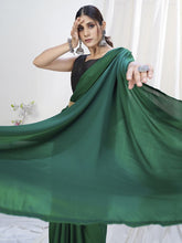 Load image into Gallery viewer, Grass Green Ready to Wear One Minute Lycra Saree ClothsVilla