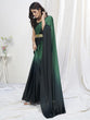 Load image into Gallery viewer, Green-Black Ready to Wear One Minute Lycra Saree ClothsVilla