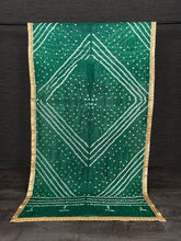 Load image into Gallery viewer, Green Color Lace Border Original Bandhej Silk Dupatta Clothsvilla