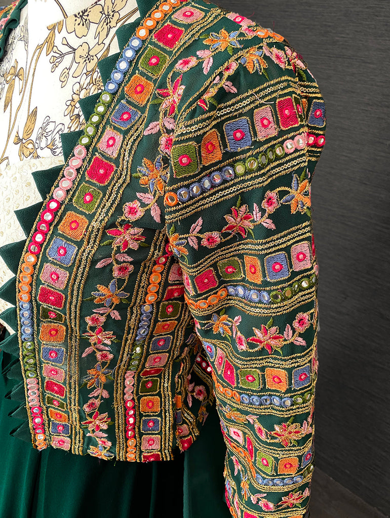 Green Color Georgette Lehenga Choli With Embroidery Work Koti Clothsvilla