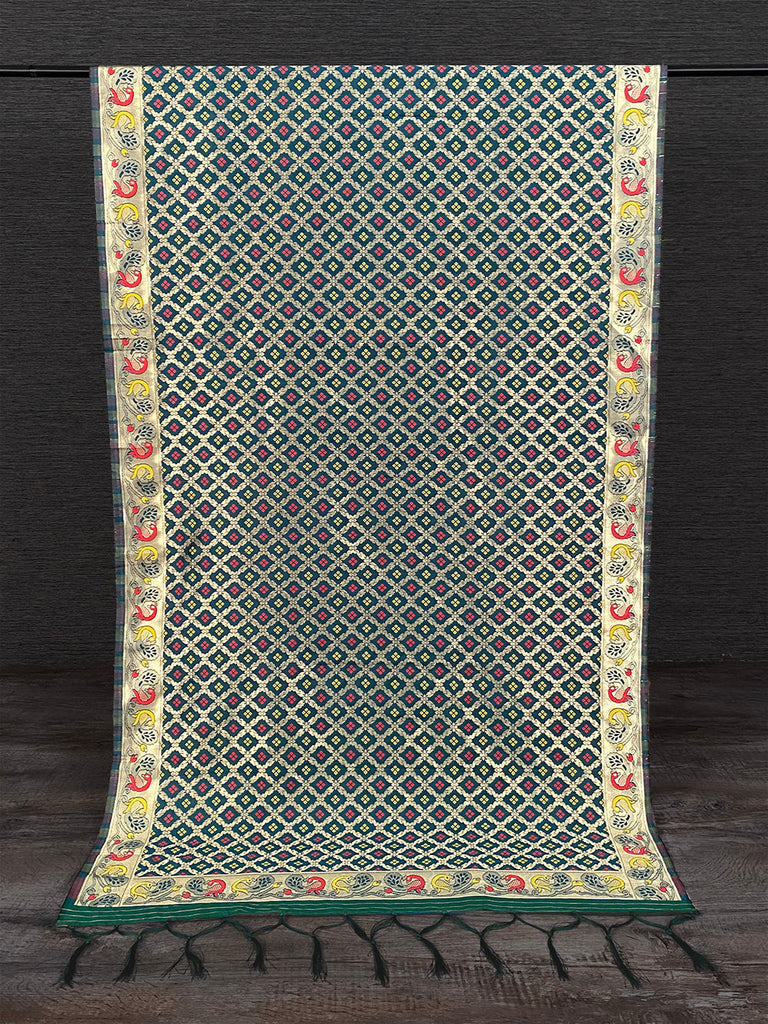 Green Color Weaving Zari Work Jacquard Silk Dupatta Clothsvilla