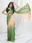 Green-Peach Lycra Based Saree ClothsVilla