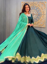 Load image into Gallery viewer, Green Anarkali Gown in Parampara Silk with Embroidery Work Clothsvilla