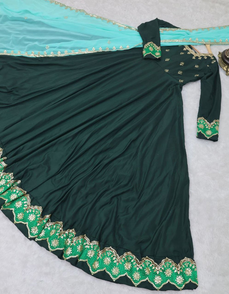Green Anarkali Gown in Parampara Silk with Embroidery Work Clothsvilla