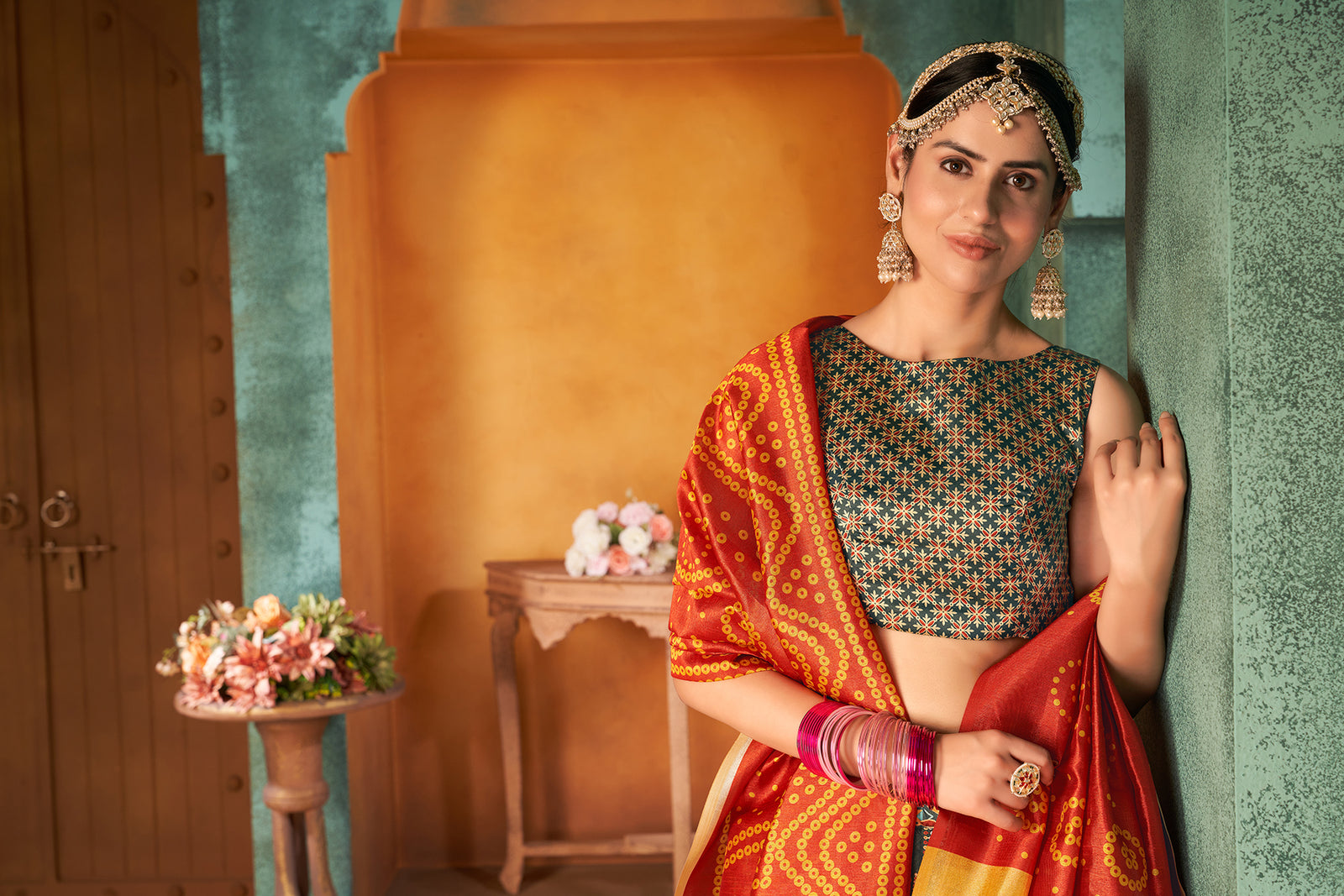 Green Art Silk Digital Printed Lehenga Choli ClothsVilla