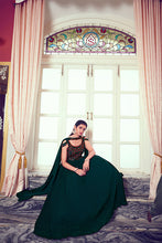 Load image into Gallery viewer, Green Georgette Embroidered Gown with Stylish Dupatta Collection ClothsVilla.com