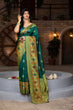 Load image into Gallery viewer, Green Heavy Bordered Banarasi Silk Wedding Wear Saree With Blouse ClothsVilla