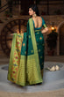 Load image into Gallery viewer, Green Heavy Bordered Banarasi Silk Wedding Wear Saree With Blouse ClothsVilla