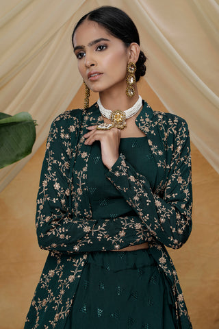 Green Lehenga Choli With Designer Koti And Thread With Sequence Embroidered Work Bridesmaid, Wedding, Party, Bollywood Designer Lehenga ClothsVilla