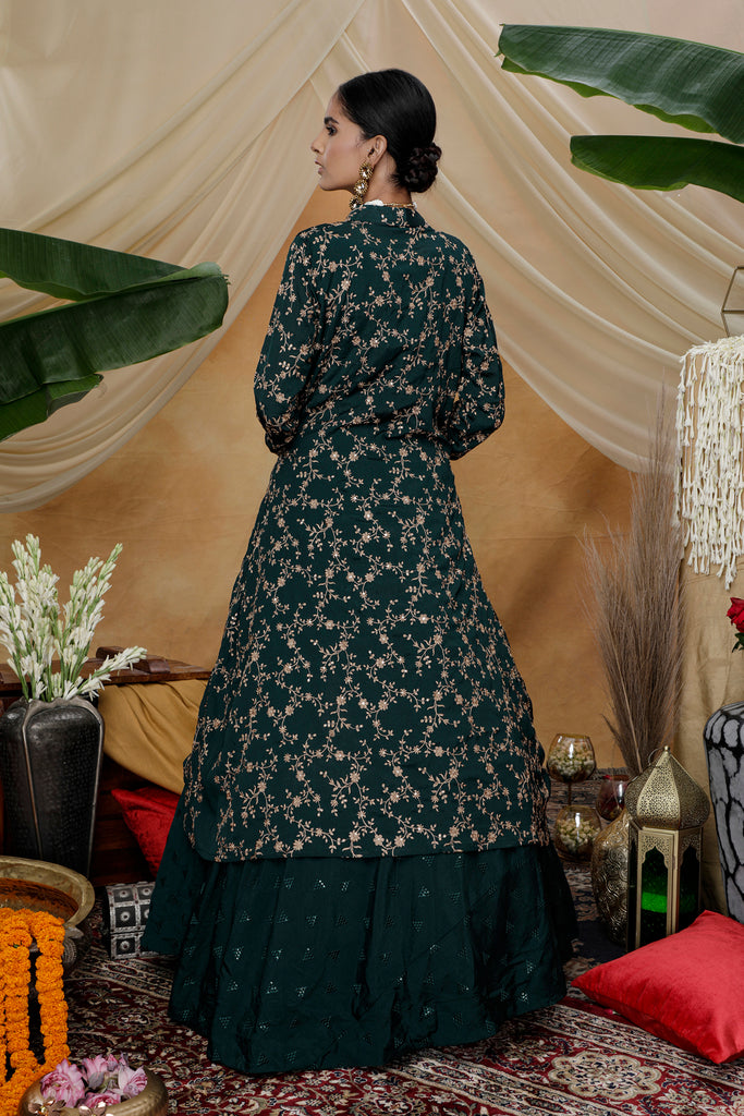 Green Lehenga Choli With Designer Koti And Thread With Sequence Embroidered Work Bridesmaid, Wedding, Party, Bollywood Designer Lehenga ClothsVilla