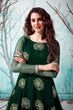 Load image into Gallery viewer, Green Metallic Foil Work Net Party Wear Long Gown ClothsVilla