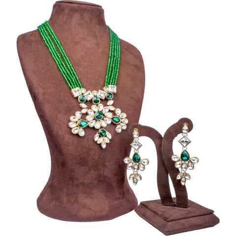 Green Pearl and Dimond Necklace Alloy Jewel Set ClothsVilla Main image