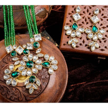 Load image into Gallery viewer, Green Pearl and Dimond Necklace Alloy Jewel Set ClothsVilla