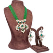Load image into Gallery viewer, Green Pearl and Dimond Necklace Alloy Jewel Set ClothsVilla
