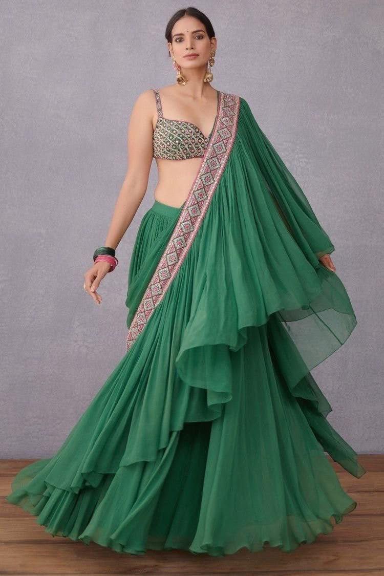 Ready to Wear Saree in Faux Georgette With Embroidery Work ClothsVilla