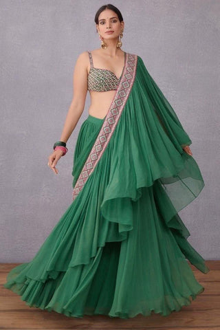 Ready to Wear Saree in Faux Georgette With Embroidery Work ClothsVilla