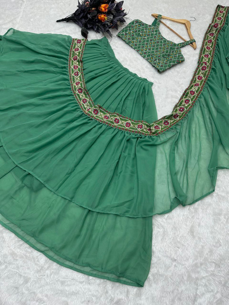 Ready to Wear Saree in Faux Georgette With Embroidery Work ClothsVilla