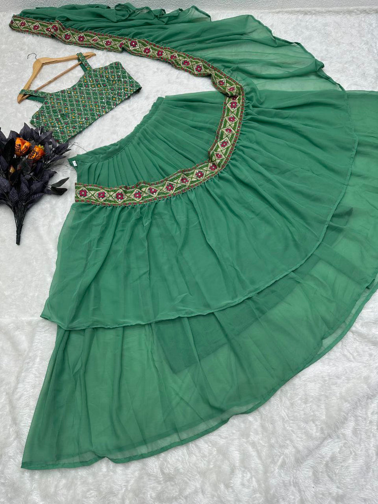 Ready to Wear Saree in Faux Georgette With Embroidery Work ClothsVilla