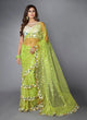 Load image into Gallery viewer, Green Ruffle Saree with Heavy Embroidery Work for Wedding ClothsVilla