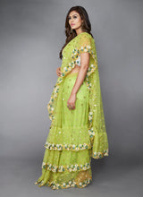 Load image into Gallery viewer, Green Ruffle Saree with Heavy Embroidery Work for Wedding ClothsVilla