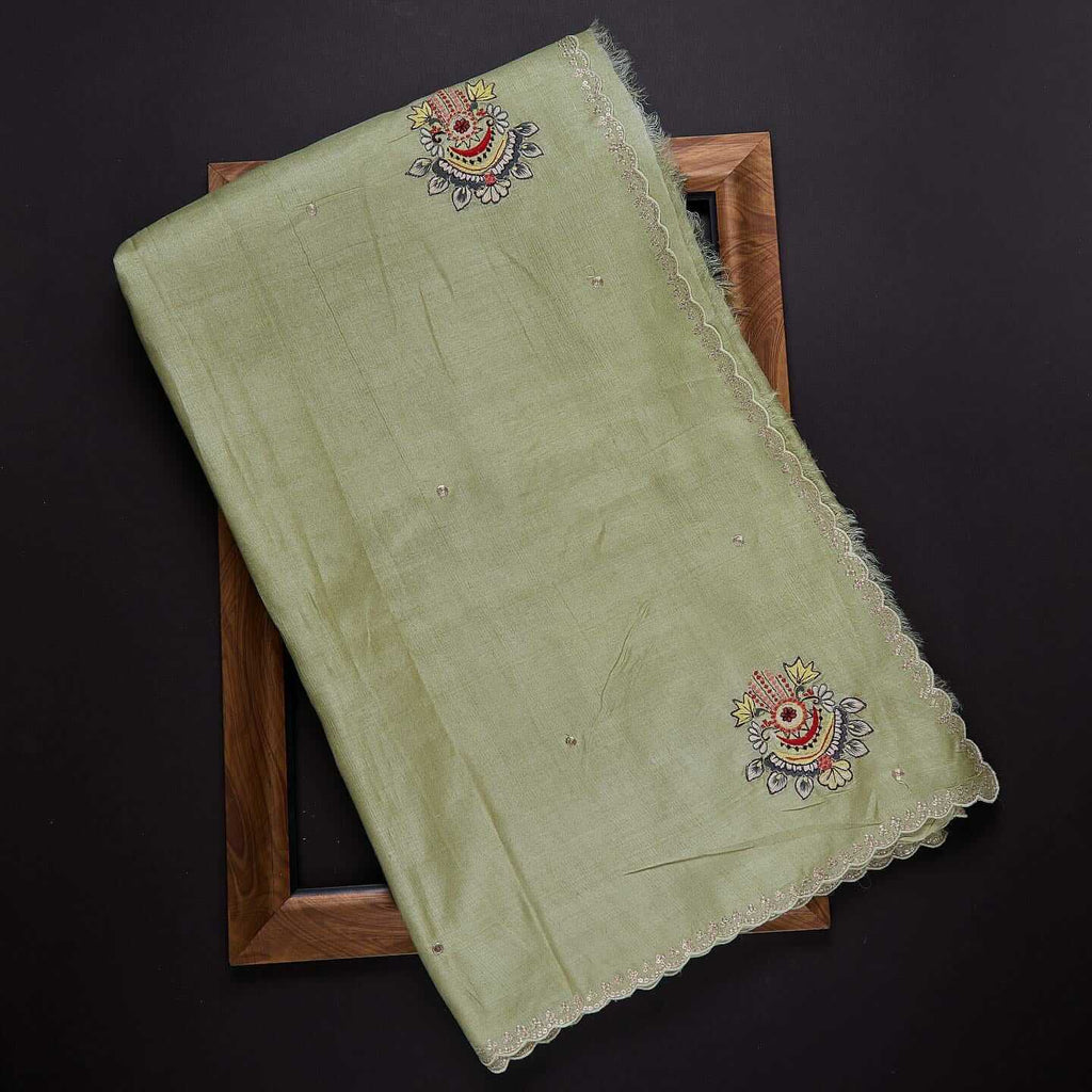 Green Saree in Organza With Resham and Embroidery Work Clothsvilla