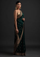 Load image into Gallery viewer, Green Saree in Vichitra Silk With Sequence and Stone Work Clothsvilla