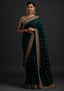 Green Saree in Vichitra Silk With Sequence and Stone Work Clothsvilla
