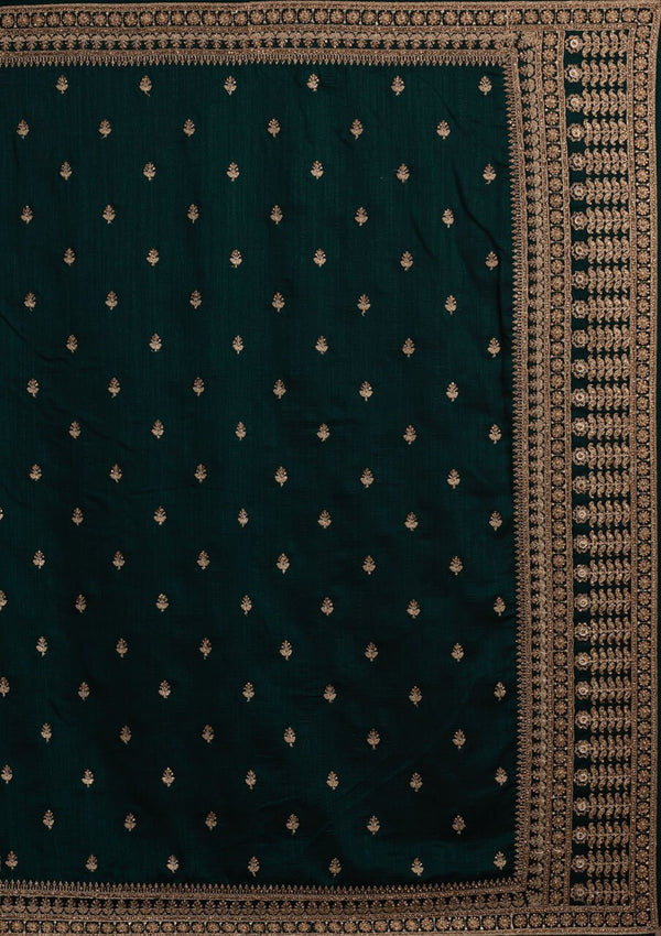Green Saree in Vichitra Silk With Sequence and Stone Work Clothsvilla
