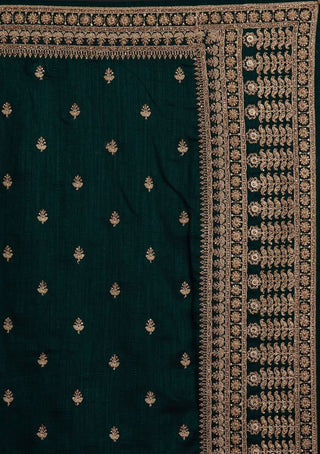 Green Saree in Vichitra Silk With Sequence and Stone Work Clothsvilla