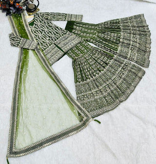 Green Sharara Sets in Georgette With Embroidery Work ClothsVilla
