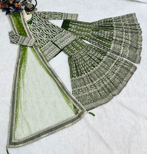Load image into Gallery viewer, Green Sharara Sets in Georgette With Embroidery Work ClothsVilla