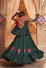 Load image into Gallery viewer, Green Viscose Rayon Embroidered Mirror Work Navratri Festival Chaniya Choli Collection ClothsVilla.com