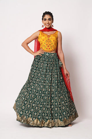 Green Art Silk Sequence Embroidered Work Lehenga Choli ClothsVilla.com