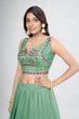 Load image into Gallery viewer, Green Pakistani Art Silk Lehenga Choli For Indian Festivals &amp; Weddings - Thread Embroidery Work, Clothsvilla