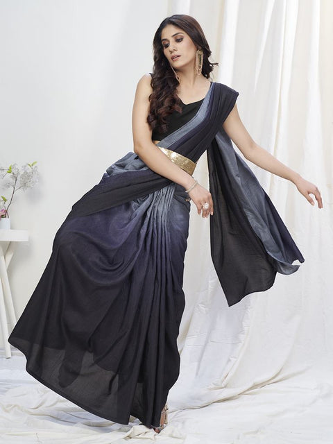 Grey-Black Lycra Based Saree ClothsVilla Main image